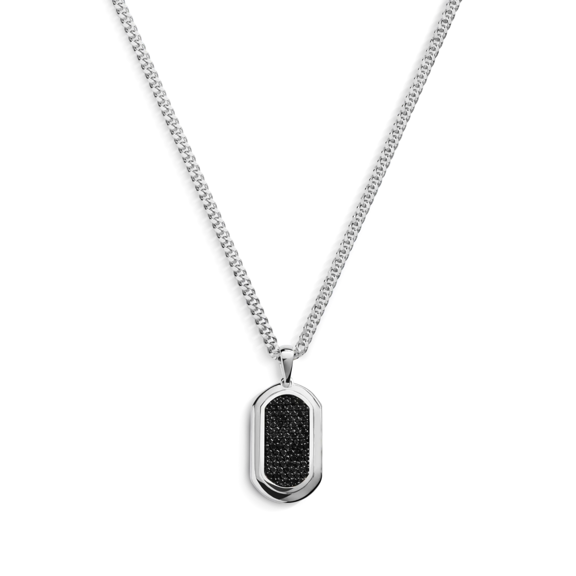 Black Diamond Pave Tag Necklace
