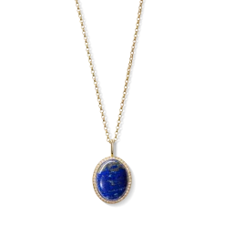 Diamond Pave Lapis Pendant Necklace