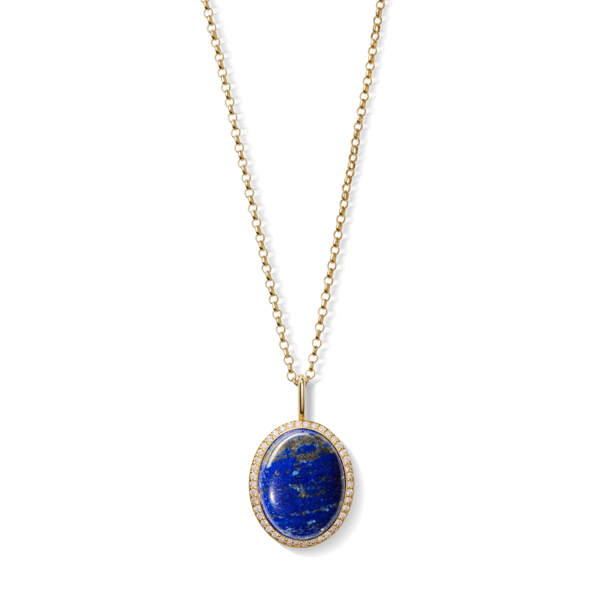 Diamond Pave Lapis Pendant Necklace
