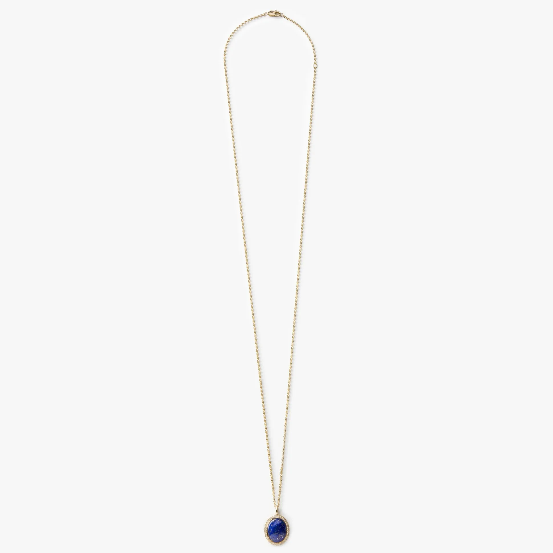 Diamond Pave Lapis Pendant Necklace