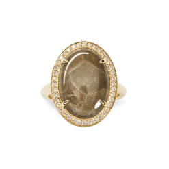 Diamond Pave Oval Petoskey Ring
