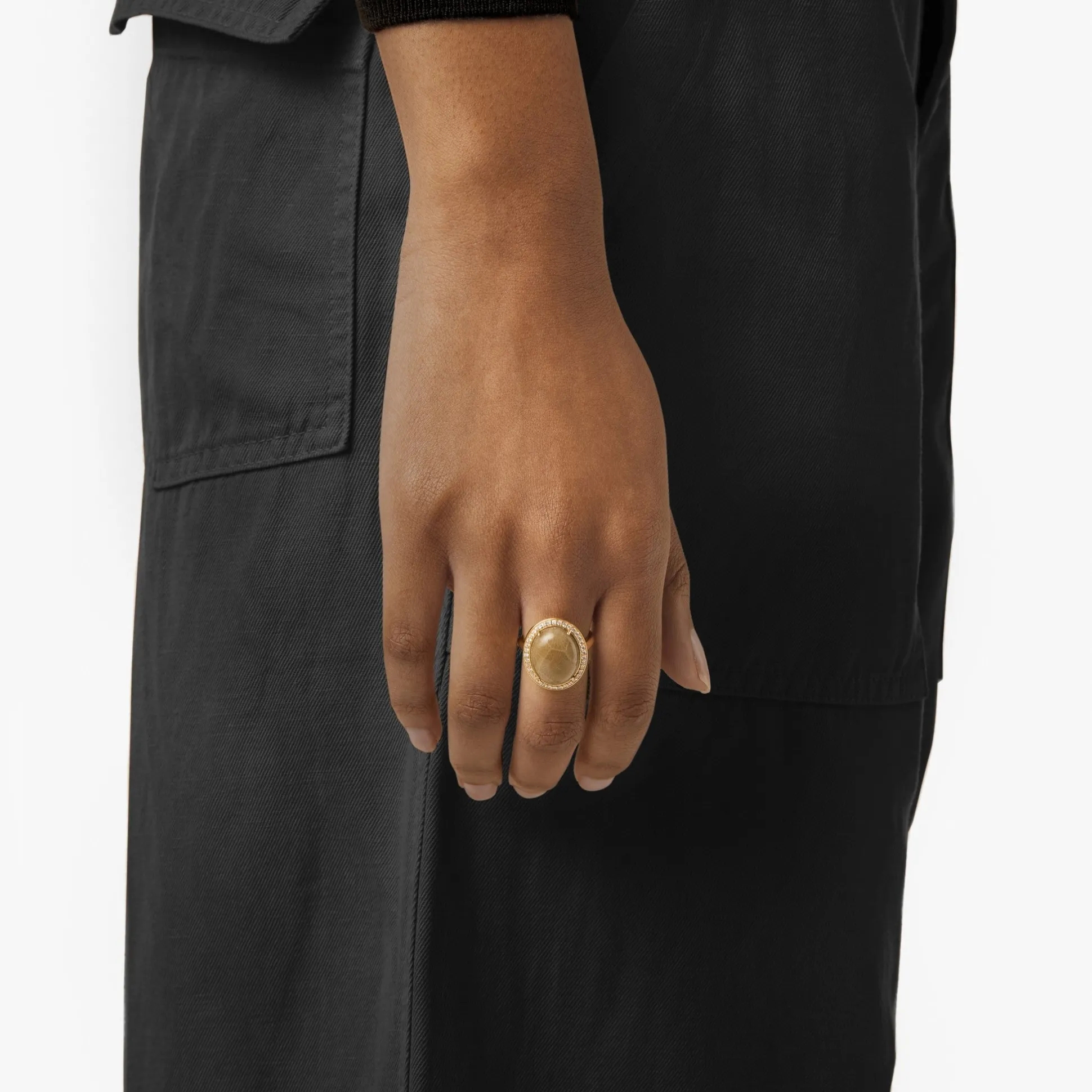 Diamond Pave Oval Petoskey Ring