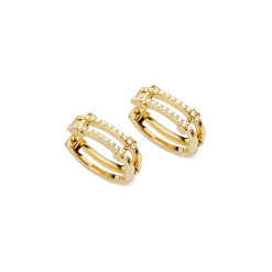 Diamond Pave Rivet Double Row Hoop Earrings