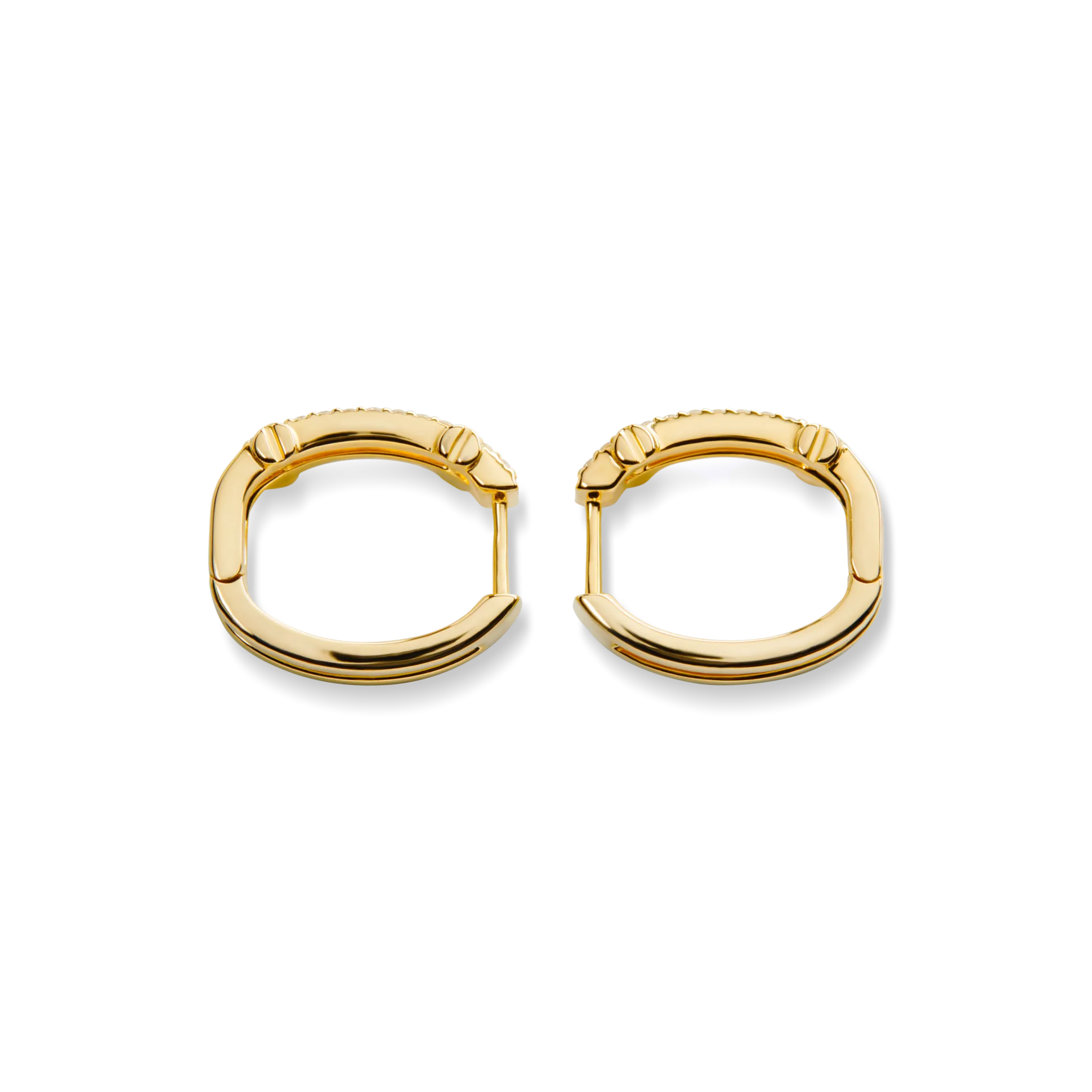 Diamond Pave Rivet Double Row Hoop Earrings