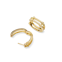 Diamond Pave Rivet Double Row Hoop Earrings