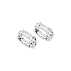 Diamond Pave Rivet Double Row Hoop Earrings