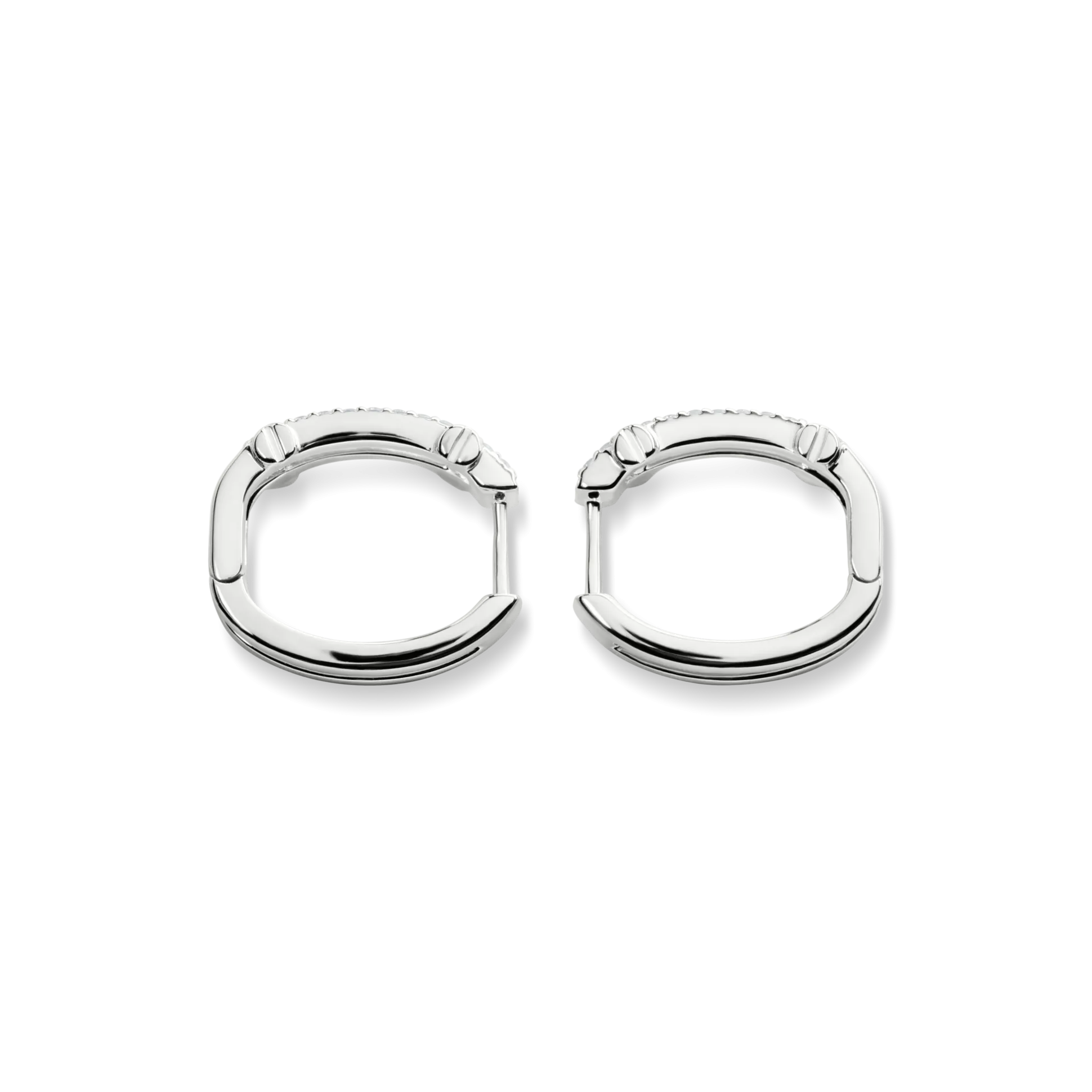 Diamond Pave Rivet Double Row Hoop Earrings