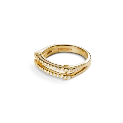 Diamond Pave Rivet Double Row Ring