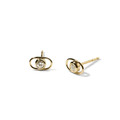 Diamond Rivet Oval Stud Earrings