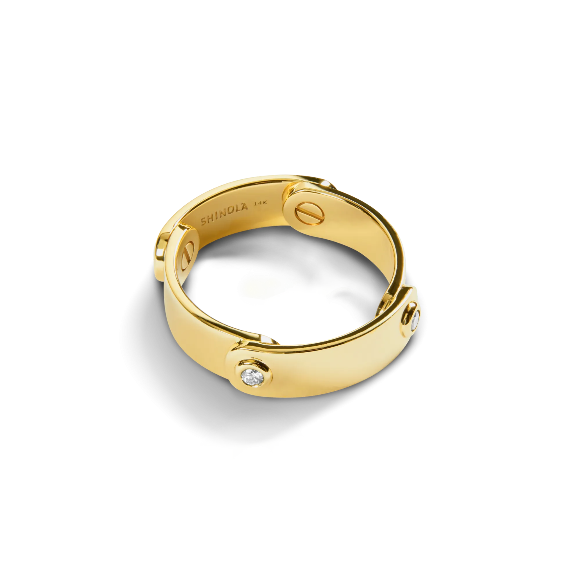 Diamond Rivet Plaque Ring
