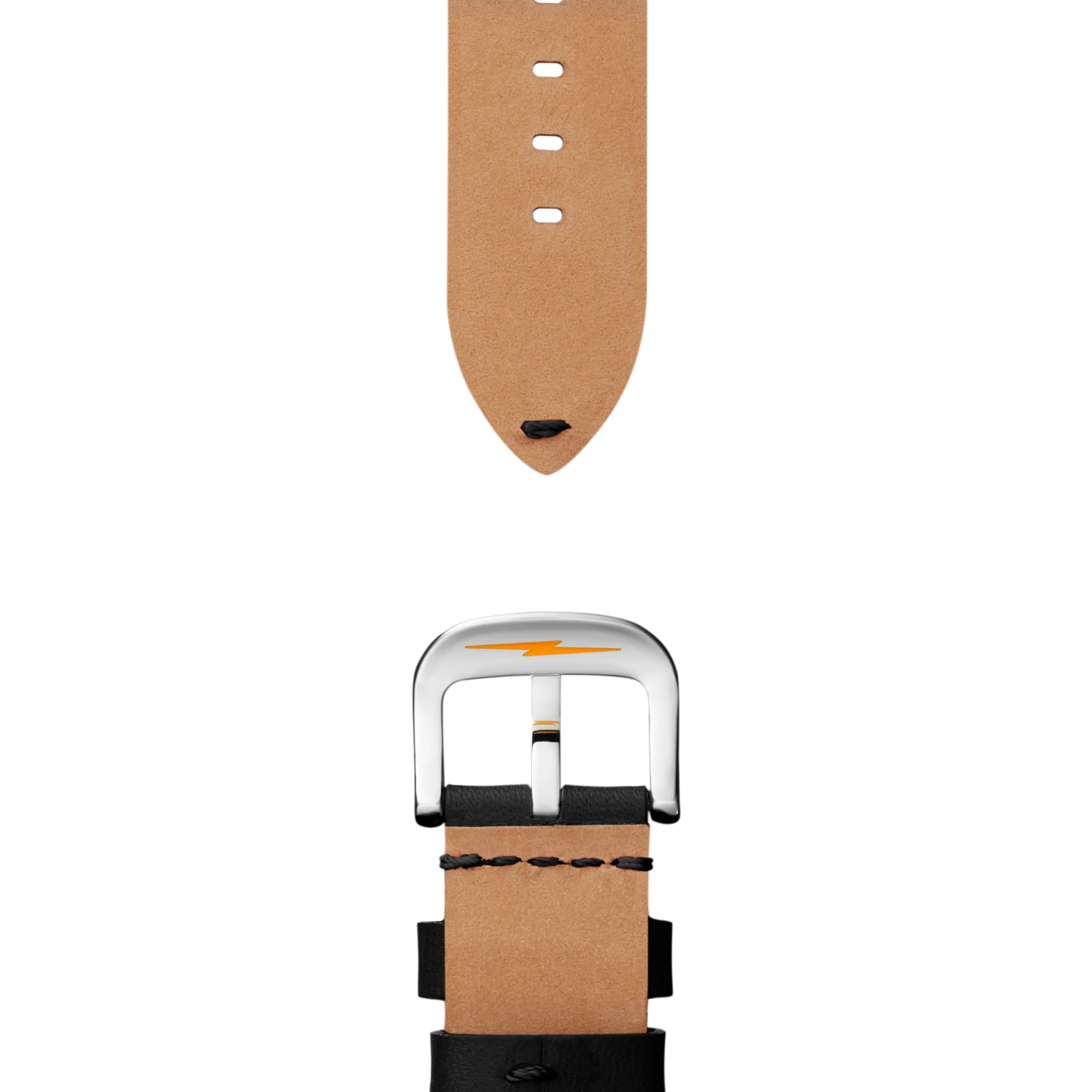 24mm Black Leather Watch Strap