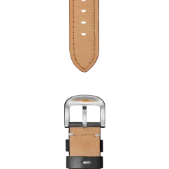 24mm Black Leather Watch Strap