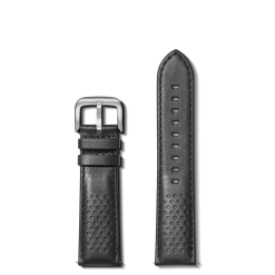 22mm Black Perforated Leather Watch Strap