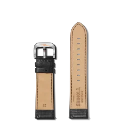 22mm Black Perforated Leather Watch Strap