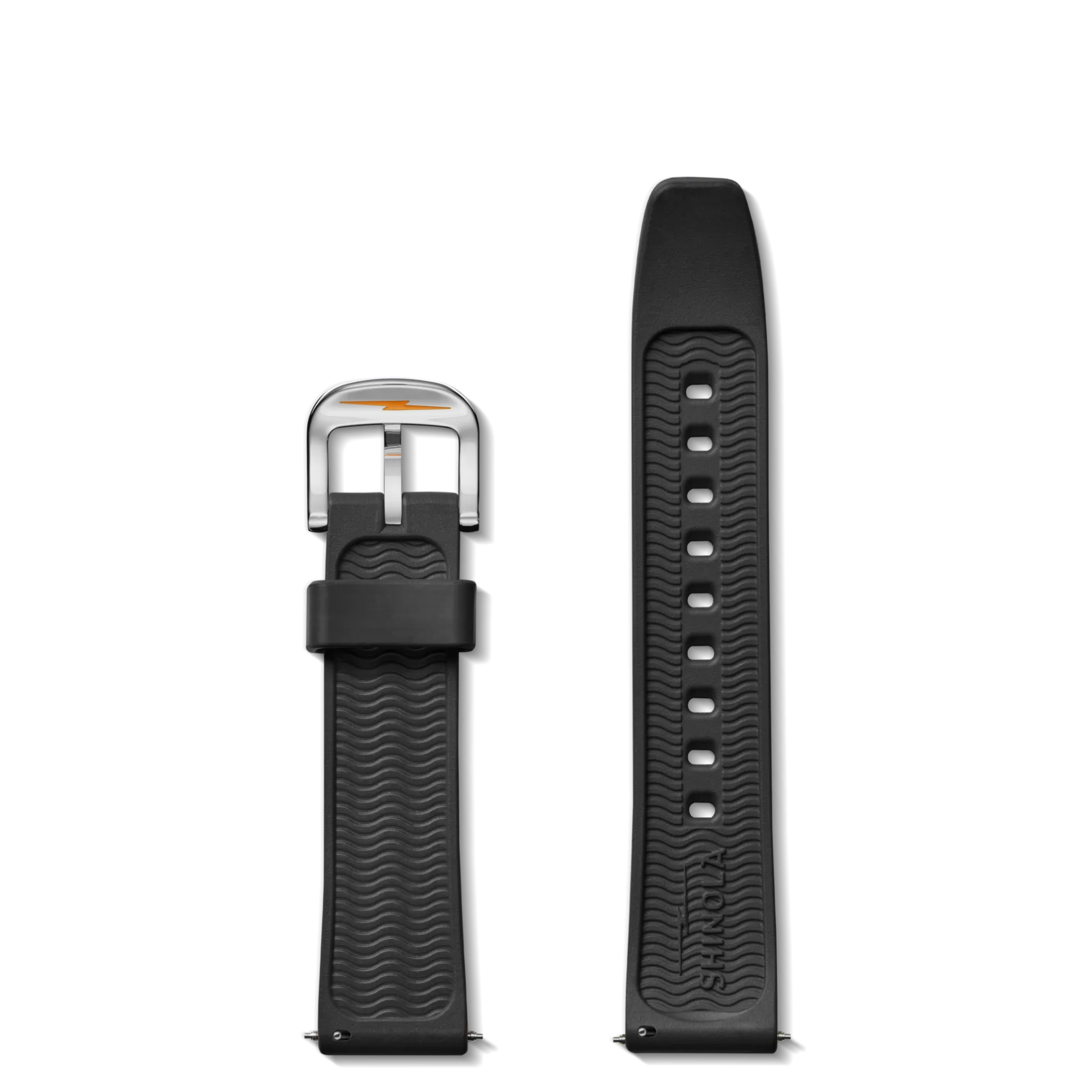 20mm Black Rubber Watch Strap