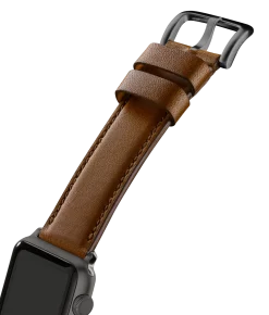 20mm Dark Nut Brown Leather Apple Watch Strap