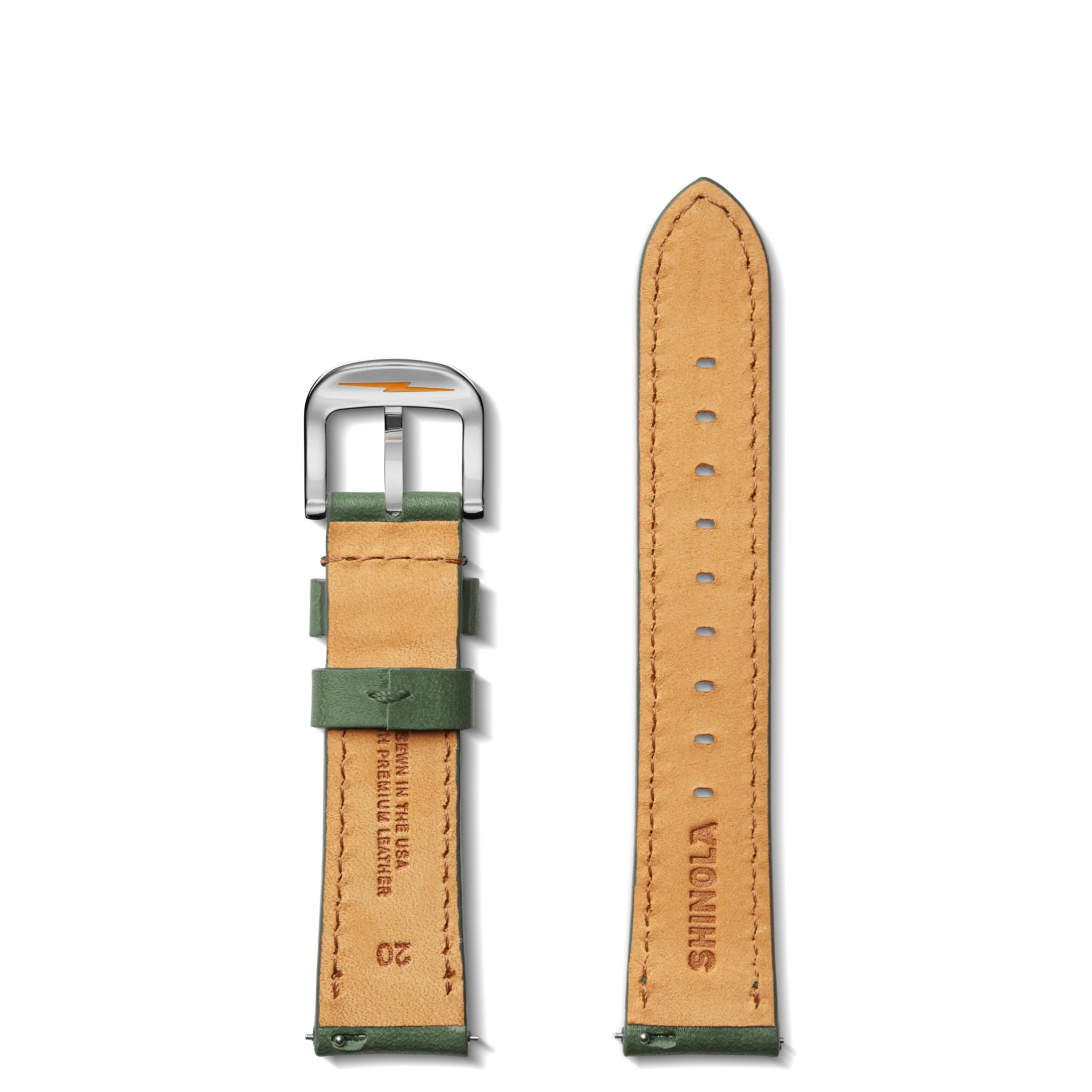 20mm Green Leather Watch Strap