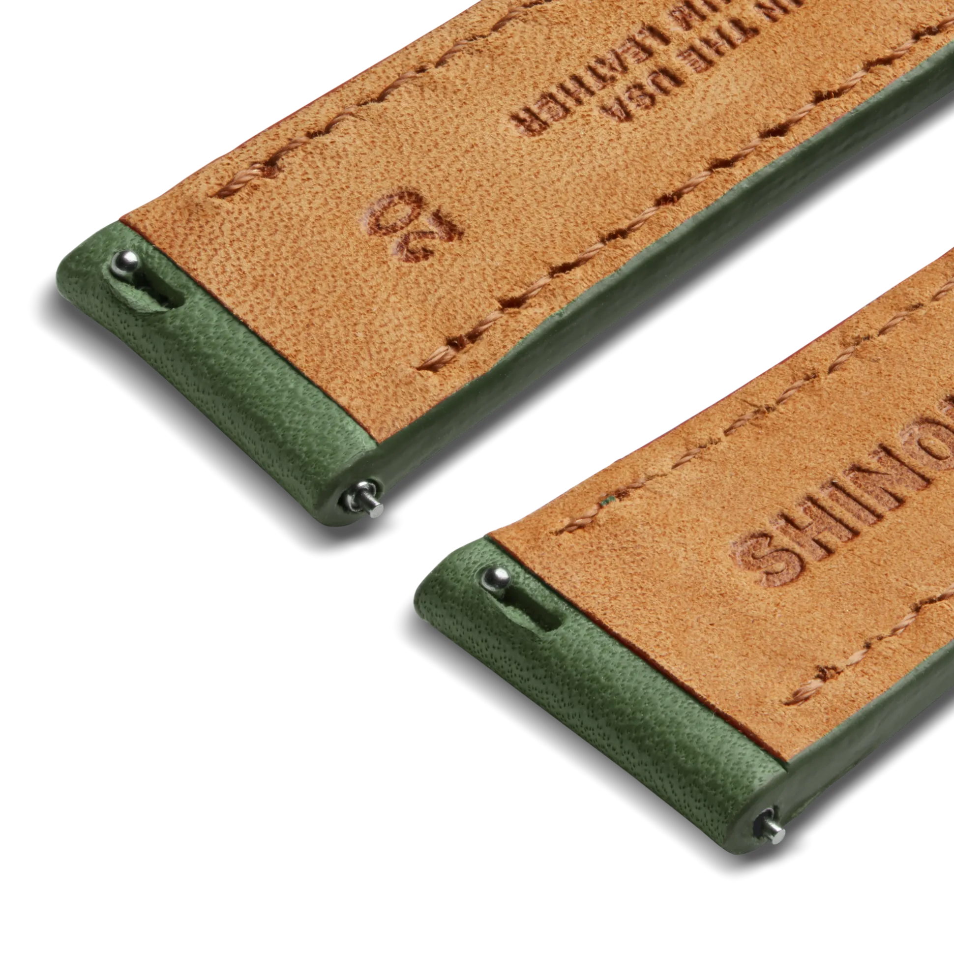 20mm Green Leather Watch Strap