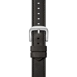 22mm Grizzly Black Leather Watch Strap