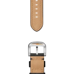 24mm Grizzly Black Leather Watch Strap
