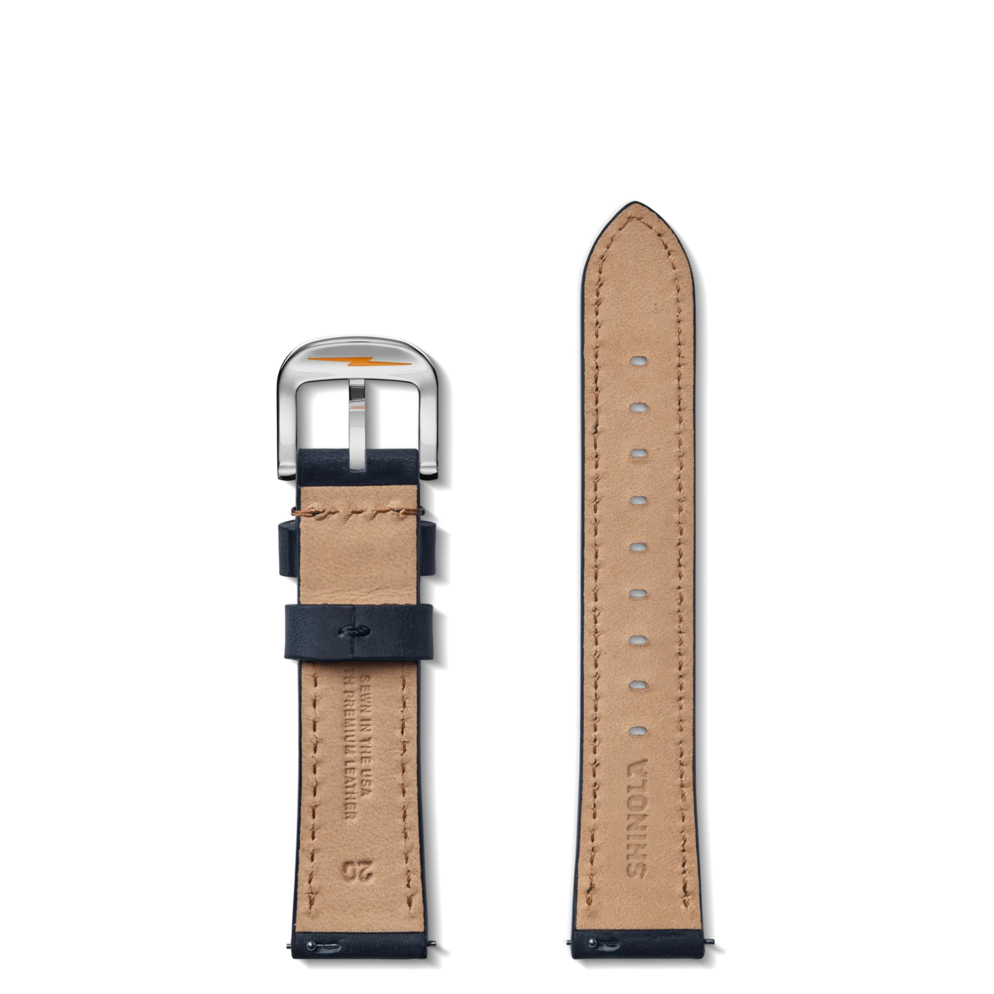 20mm Navy Leather Watch Strap