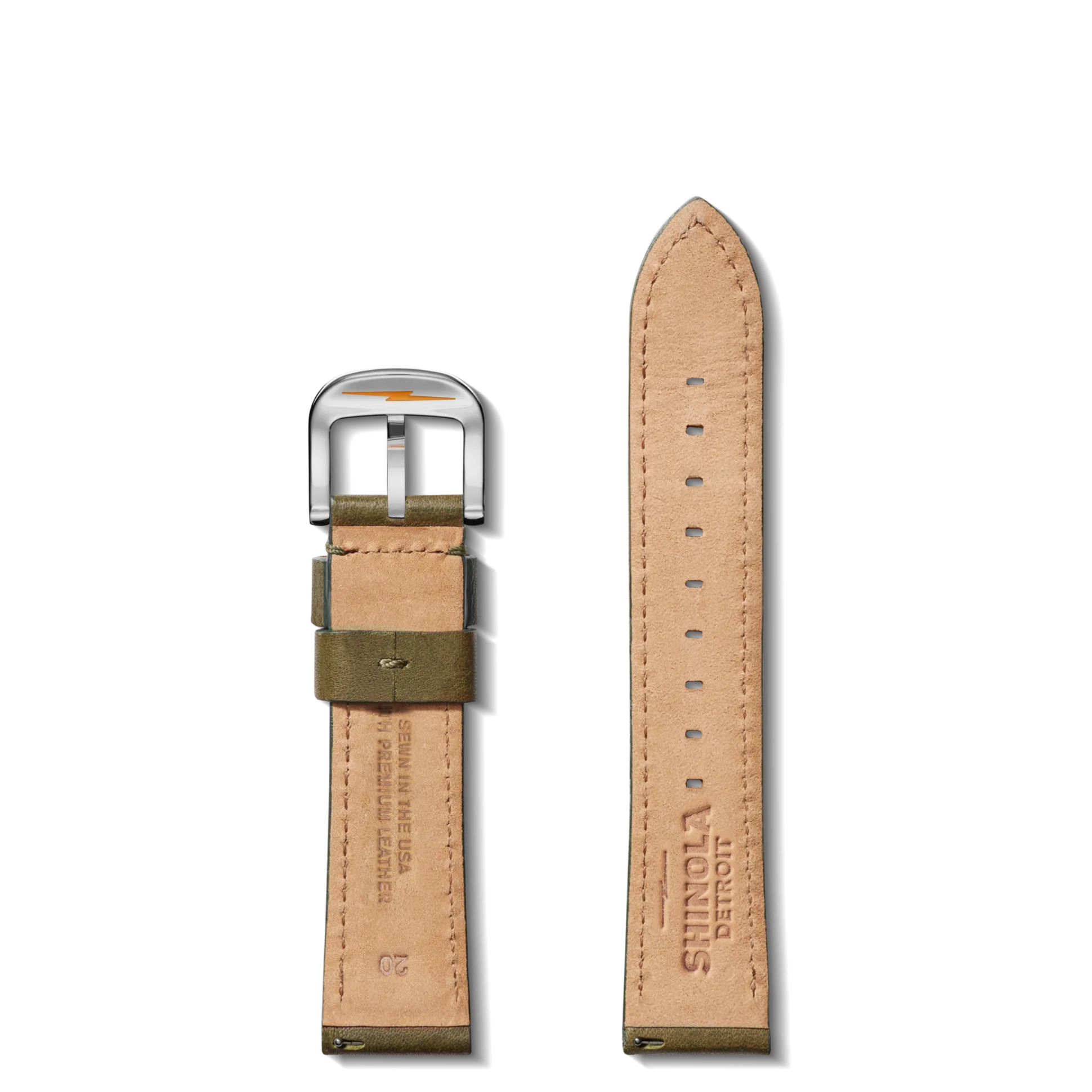 20mm Olive Leather Watch Strap