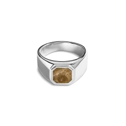Octagonal Inlay Signet Ring Petoskey