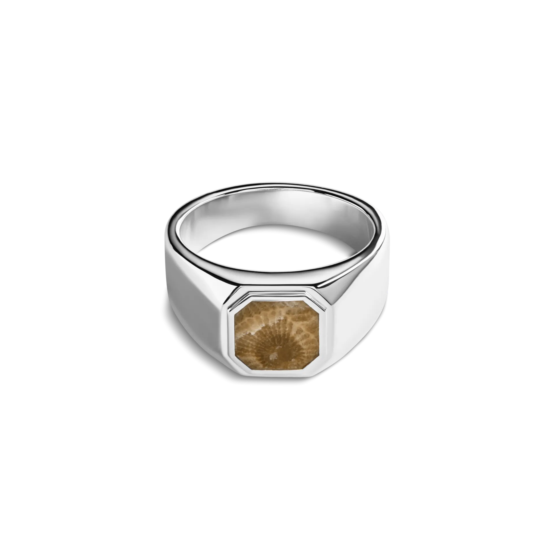 Octagonal Inlay Signet Ring Petoskey