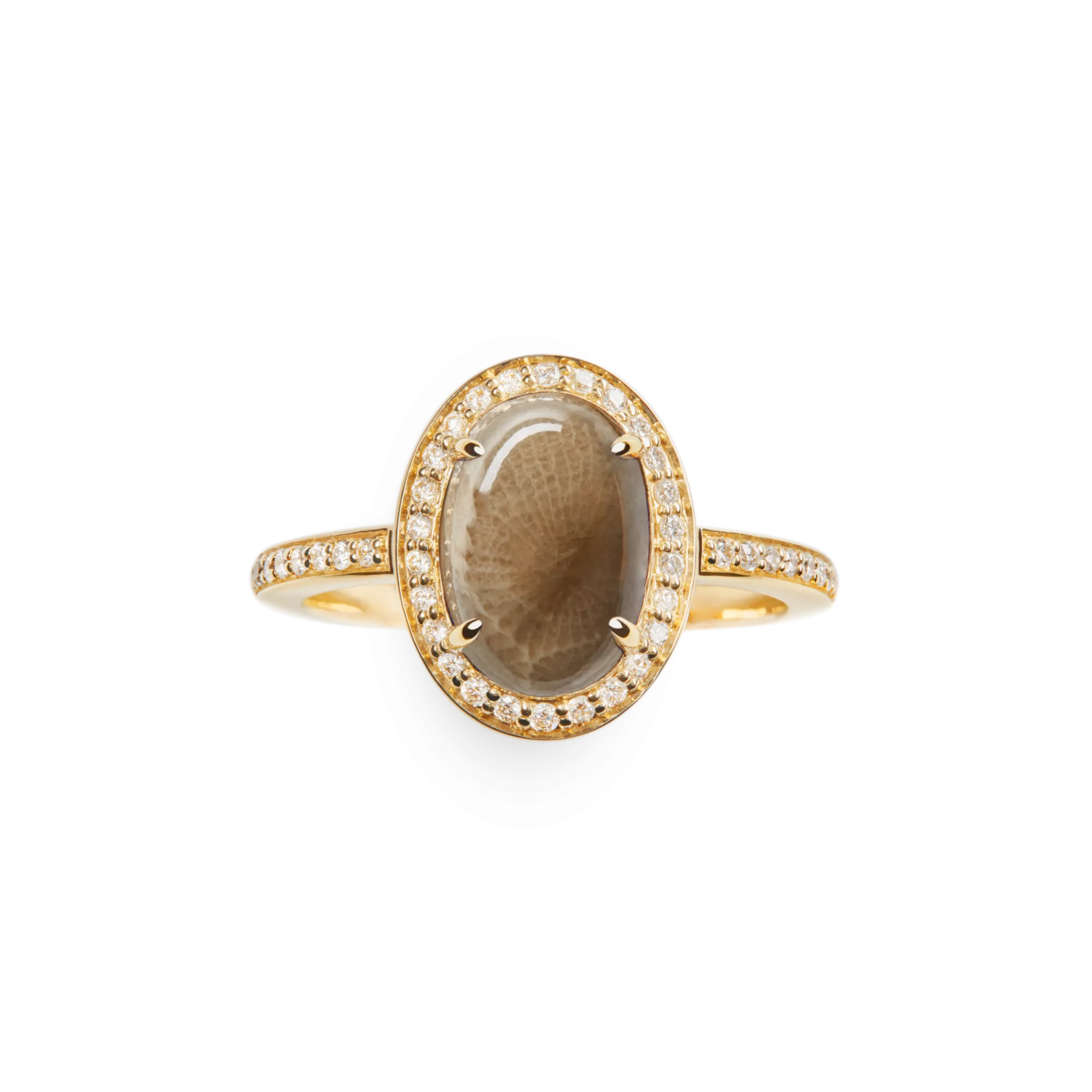 Petite Diamond Pave Petoskey Oval Ring