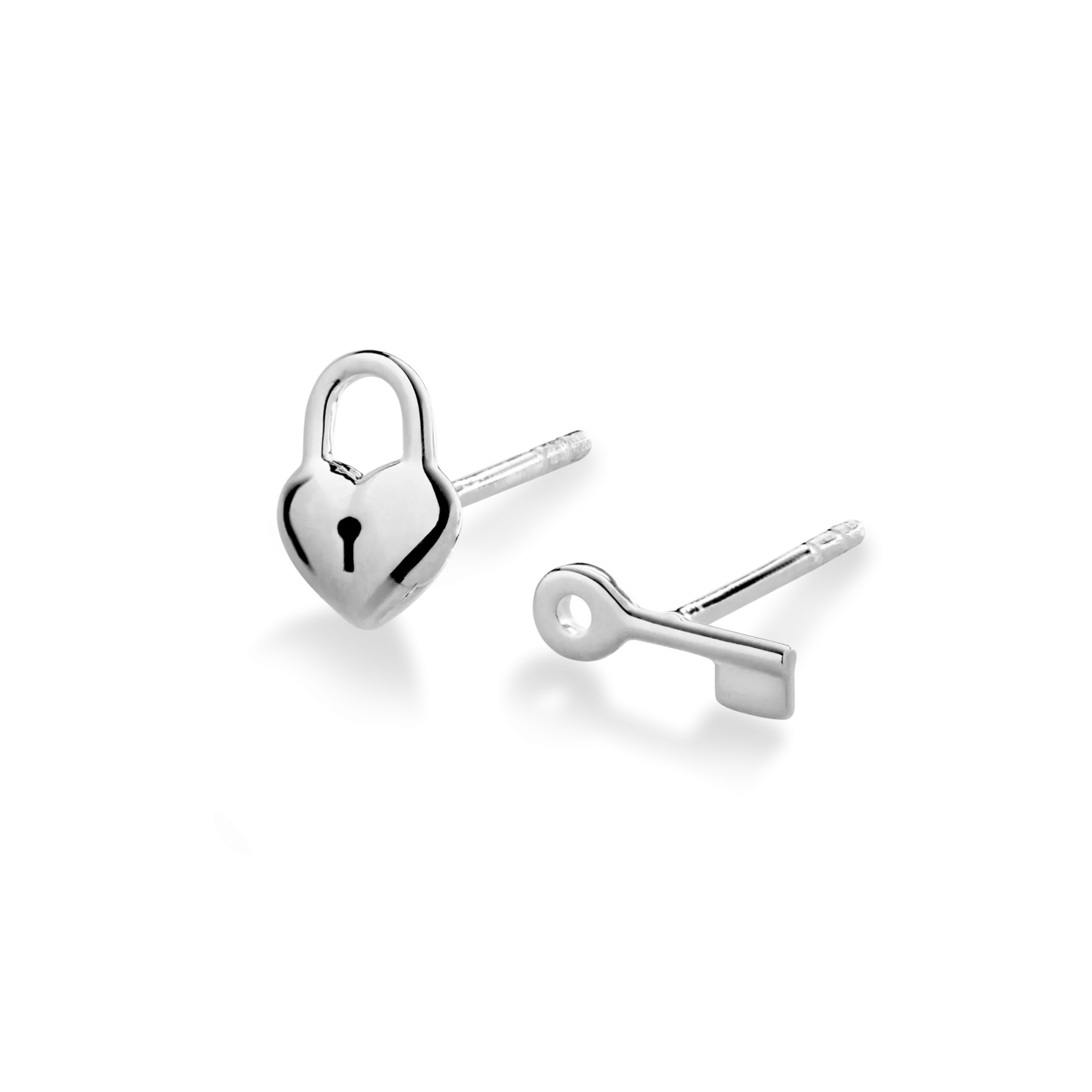 Petite Heart and Lock Earrings